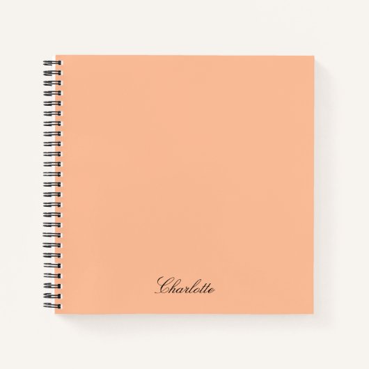 Elegant Script Monogram Peach Custom Notitieboek (Voorkant)