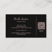 Elegant Script Monogram QR Code Roos Goud Zwart Visitekaartje (Achterkant)