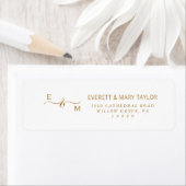 Elegant script monogram retour adres label (Insitu)