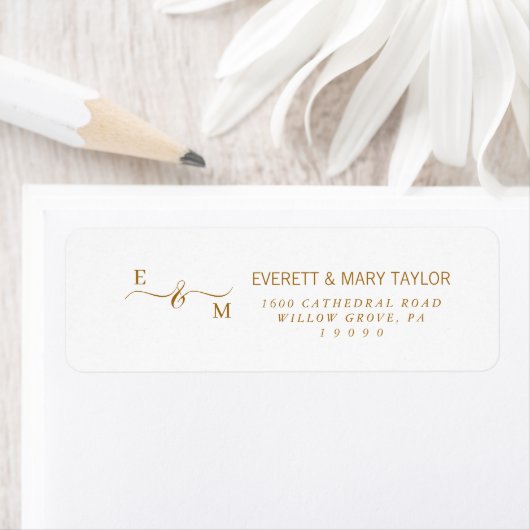 Elegant script monogram retour adres label (Insitu)