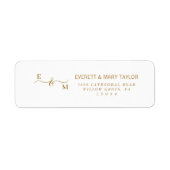 Elegant script monogram retour adres label (Voorkant)