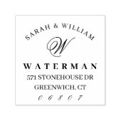 Elegant Script Monogram | Retouradres Zelfinktende Stempel (Design)