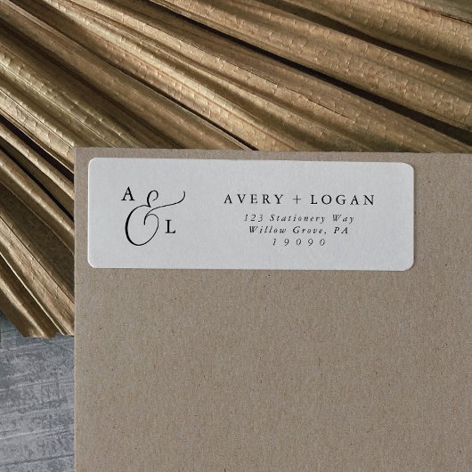 Elegant Script Monogram Return Address Label