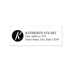 Elegant Script Monogram Return Address Rubberstempel