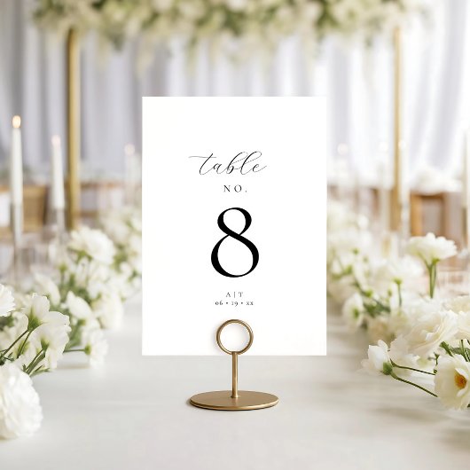 Elegant Script Monogram Trouwtafel Nummer Kaart
