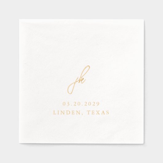 Elegant Script Monogram Weddenschap Folie Servetten (Voorkant)