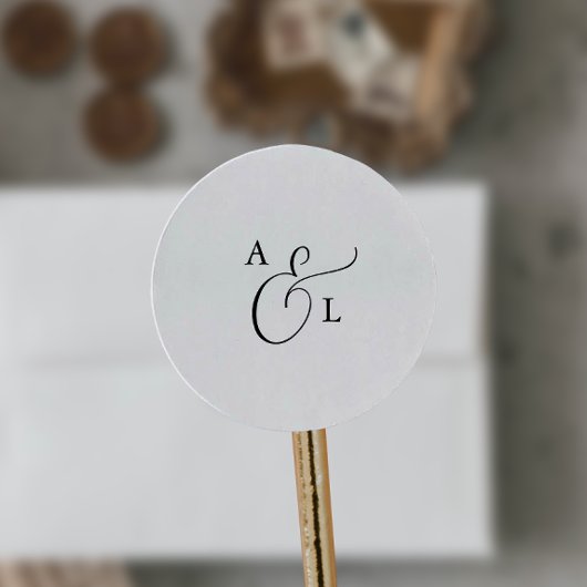 Elegant Script Monogram Wedding Envelope Seals Ronde Sticker