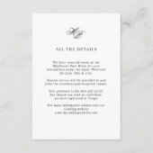 Elegant Script Monogram Witte bruiloft Details Informatiekaartje (Voorkant)