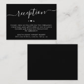 Elegant Script Monogram Zwart Bruiloft Receptie Informatiekaartje (Voorkant / Achterkant)