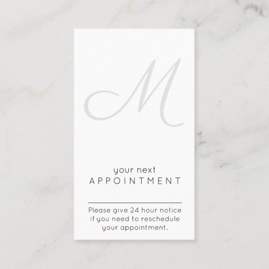 Elegant Script Monogram zwart en wit verticaal Afsprakenkaartje (Achterkant)