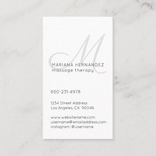 Elegant Script Monogram zwart en wit verticaal Afsprakenkaartje (Voorkant)