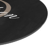 Elegant Script Monogram Zwart wit Aangepaste naam Snijplank (Hoek)