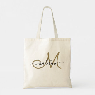 Elegant Script Monogramed Name Modern Trendy Tote Bag