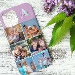 Élégant Script Monogramme 6 Photo Lilac et Mint<br><div class="desc">Elégant et féminin, coque iphone personnalisé en lilas, vert menthe et gris, avec 6 de vos photos préférées ainsi que votre monogramme. Ce joli design a une initiale audacieuse avec une typographie manuscrite de script pour votre nom. Le modèle photo est configuré pour ajouter 6 images qui sont affichées au...</div>
