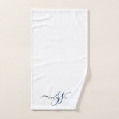 Élégant Script Monogramme Bleu Nom Initiales (Serviette à main)