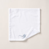 Élégant Script Monogramme Bleu Nom Initiales (Gant de toilette)