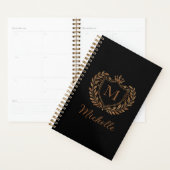Élégant script Monogramme Luxe Personnalisé Noir O (Devant avec enveloppe)