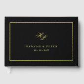 Élégant script Monogramme minimum Mariage noir (Recto)