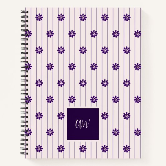 Elegant script Monogrammed Indigo Flower Doodle Notitieboek (Voorkant)