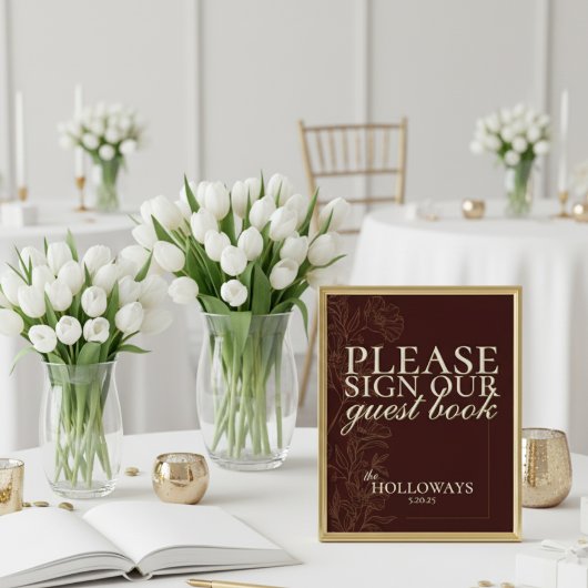 Elégant Script Mousse Brown Mariage Livre d'or
