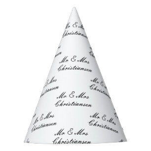 Elegant script Mr en Mrs bruiloft party cone pette Feesthoedjes