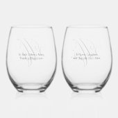 Elegant script "Mr en Mrs" gepersonaliseerd Wijnglas Zonder Voet (Achterkant)