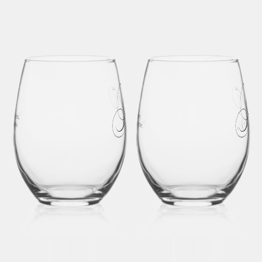 Elegant script "Mr en Mrs" gepersonaliseerd Wijnglas Zonder Voet (Rechts)