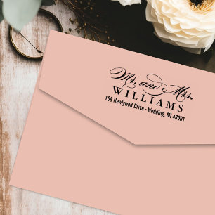 Elegant Script Mr en Mrs Wedding Return Address Zelfinktende Stempel
