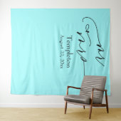 Elegant Script Mr & Mrs Aqua Foto Achtergrond Wandkleed (In Situ (horizontaal))