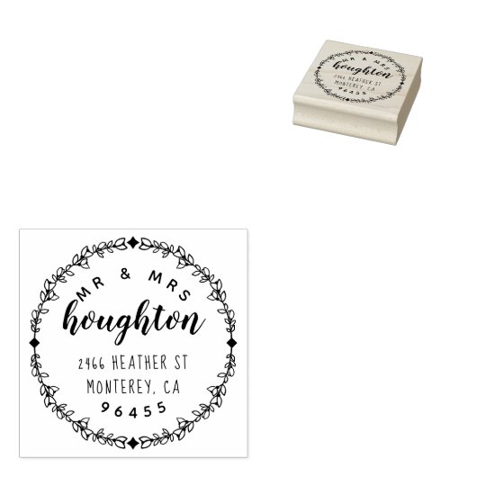 Elegant script Mr & Mrs Getrouwd Retouradres Rubberstempel (Gestempeld)