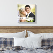Elegant Script Mr & Mrs trouwdatum | Gelegenheid Canvas Afdruk (Insitu (Slaapkamer))