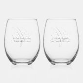 Elegant Script "Mrs en Mrs" Lesbisch Paar Wijnglas Zonder Voet (Achterkant)
