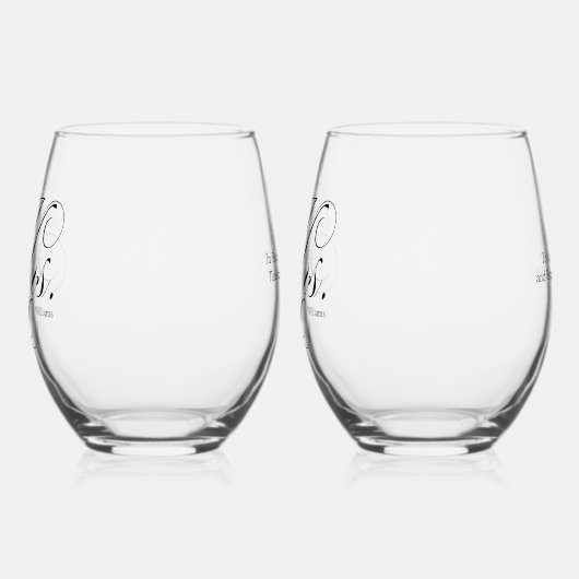 Elegant Script "Mrs en Mrs" Lesbisch Paar Wijnglas Zonder Voet (Links)