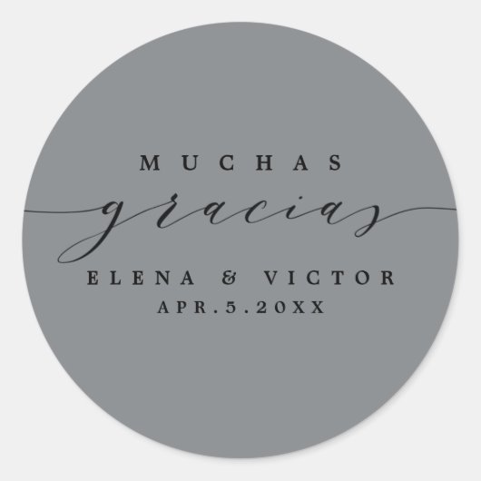 ELEGANT SCRIPT MUCHAS GRACIAS | DANK U STICKER (Voorkant)