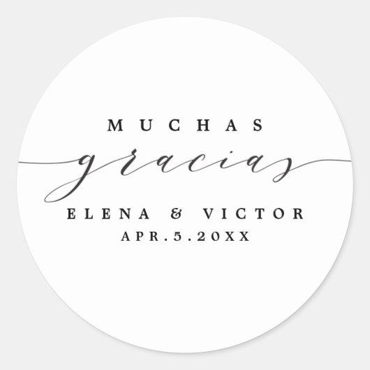 ELEGANT SCRIPT MUCHAS GRACIAS | DANK U STICKER (Voorkant)