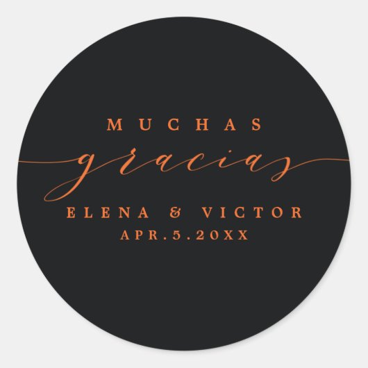 ELEGANT SCRIPT MUCHAS GRACIAS | DANK U STICKER (Voorkant)