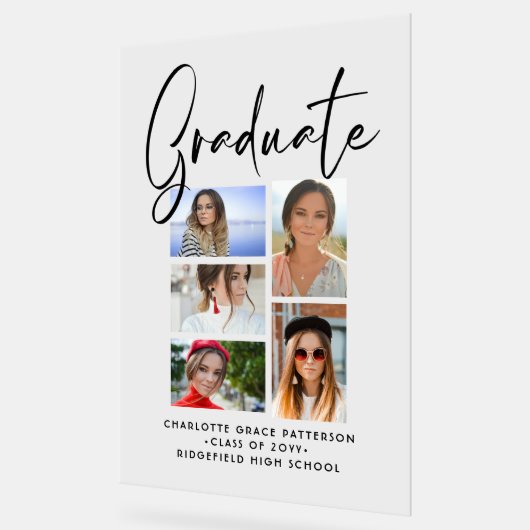 Elegant Script Multi Photo Afstuderen Afstuderen Acryl Bord (Hoek)