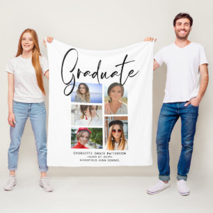 Elegant Script Multi Photo Afstuderen Afstuderen Fleece Deken