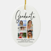 Elegant Script Multi Photo Afstuderen Afstuderen Keramisch Ornament (Voorkant)