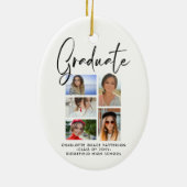 Elegant Script Multi Photo Afstuderen Afstuderen Keramisch Ornament (Achterkant)