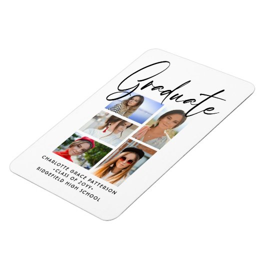 Elegant Script Multi Photo Afstuderen Afstuderen Magneet (Linkerzijde)