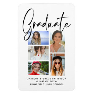 Elegant Script Multi Photo Afstuderen Afstuderen Magneet