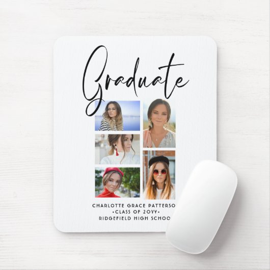 Elegant Script Multi Photo Afstuderen Afstuderen Muismat (Met muis)