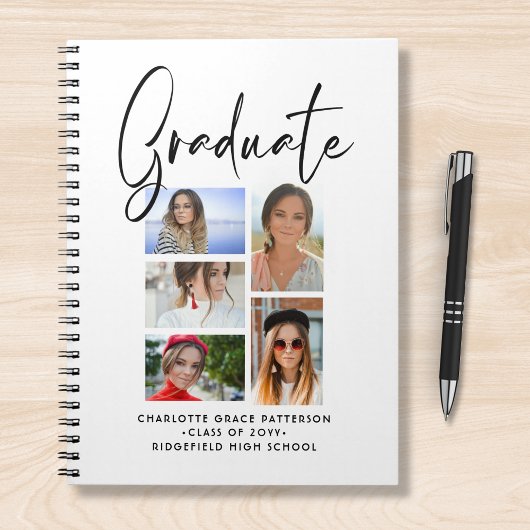 Elegant Script Multi Photo Afstuderen Afstuderen Notitieboek