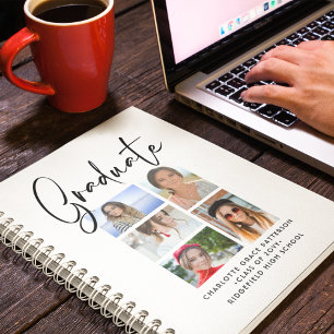 Elegant Script Multi Photo Afstuderen Afstuderen Notitieboek