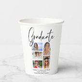 Elegant Script Multi Photo Afstuderen Afstuderen Papieren Bekers (Achterkant)