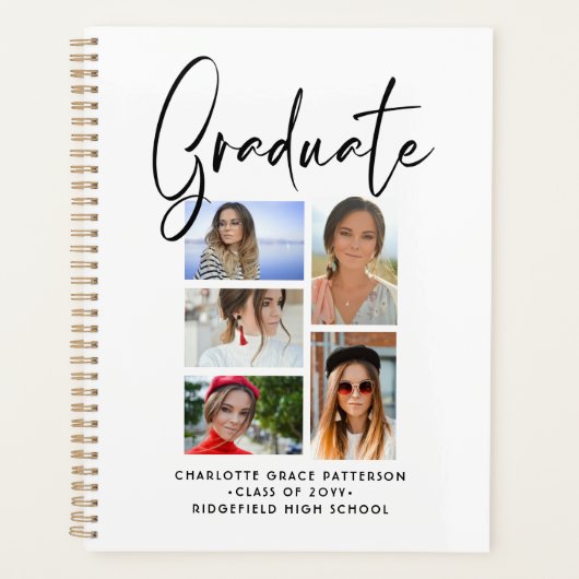 Elegant Script Multi Photo Afstuderen Afstuderen Planner (Voorkant)