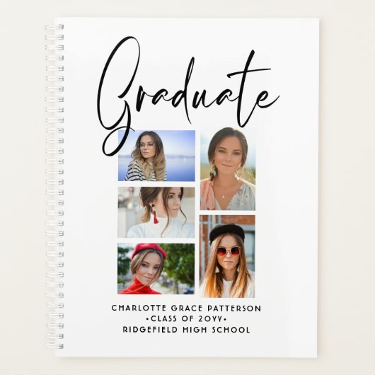 Elegant Script Multi Photo Afstuderen Afstuderen Planner (Voorkant)