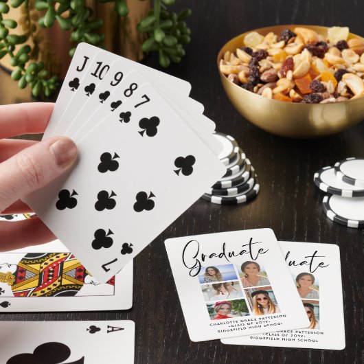 Elegant Script Multi Photo Afstuderen Afstuderen Pokerkaarten (Insitu)