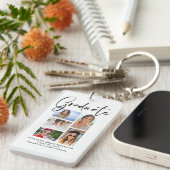 Elegant Script Multi Photo Afstuderen Afstuderen Sleutelhanger (Voorkant Rechts)